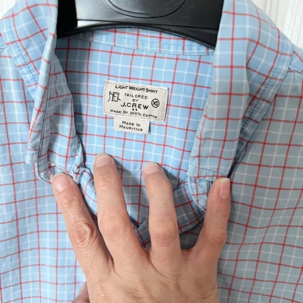 J. Crew Blue and Red Casual Button Down Shirt